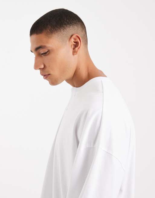 ASOS DESIGN - Maglia serafino a maniche lunghe oversize in tessuto pesante bianca , 4 di 5