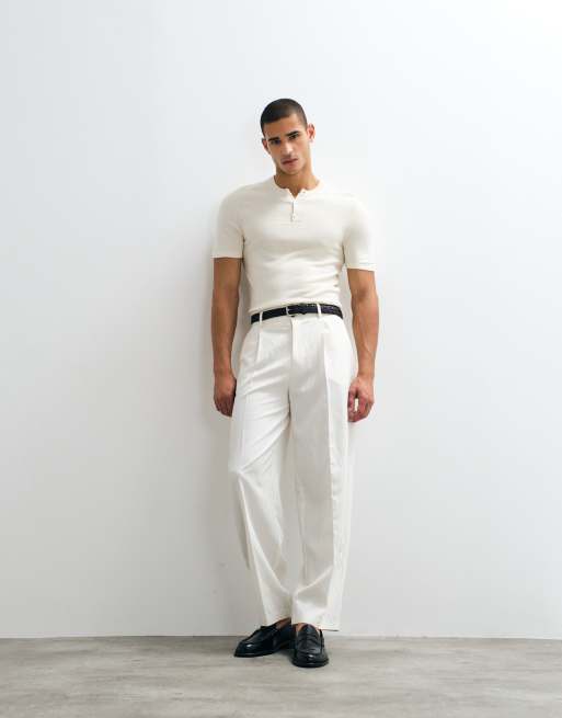 ASOS DESIGN - Maglia serafino attillata a maniche corte écru, 3 di 10