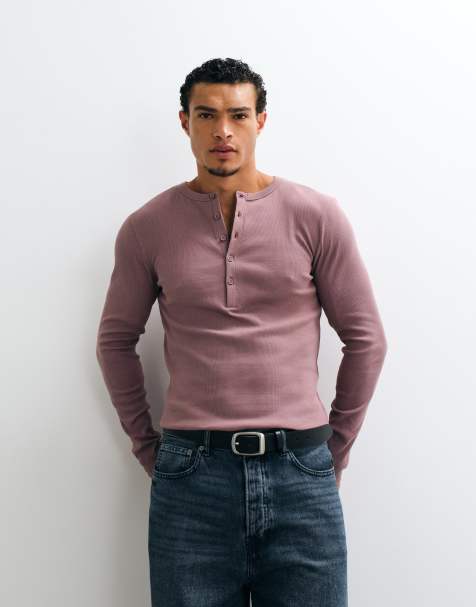 ASOS DESIGN maglia serafino attillata in rosa - view 1