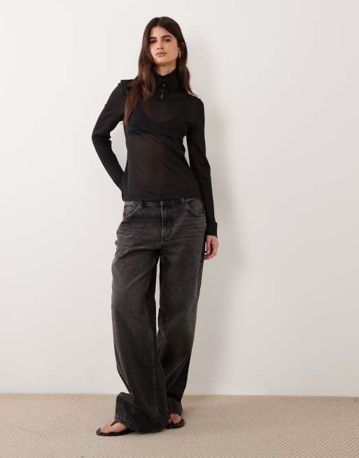 ASOS DESIGN maglia traforata con bottoni e dolcevita nero, 2 di 4