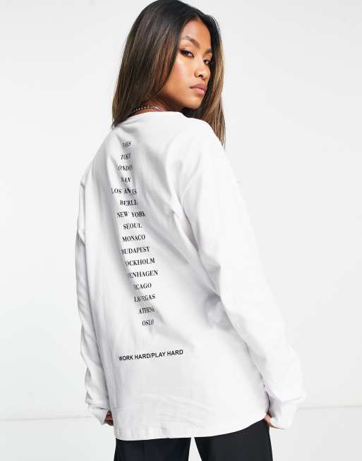 ASOS DESIGN - Maglietta a maniche lunghe bianca con stampa fotografica, 3 di 4