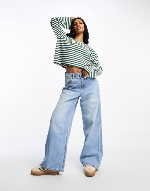 ASOS DESIGN - Maglietta a maniche lunghe con fondo ondulato
