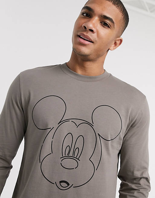 Asos Uomo Abbigliamento Top e t-shirt T-shirt T-shirt a maniche lunghe Maglietta a maniche lunghe con stampe di Topolino Disney 