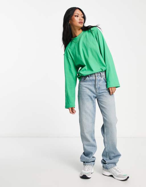 ASOS DESIGN - Maglietta a maniche lunghe e ampie verde, 2 di 4