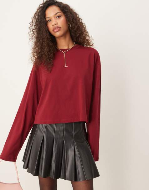 ASOS DESIGN - Maglietta a maniche lunghe squadrata bordeaux - view 1