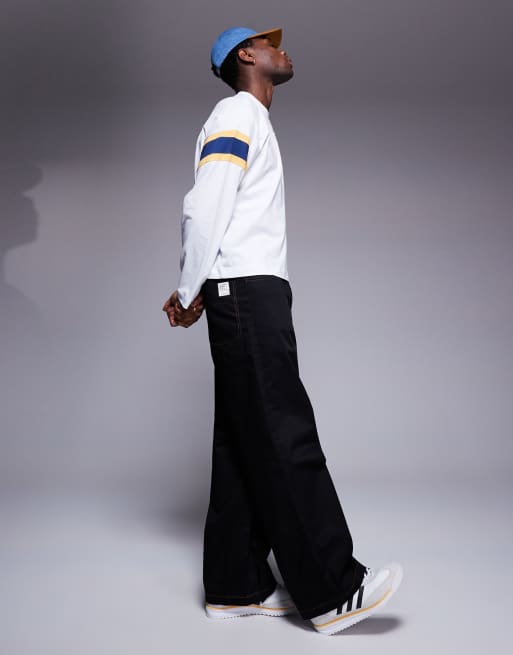 ASOS DESIGN - Maglietta a maniche lunghe squadrata oversize bianca con pannelli a contrasto, 2 di 4