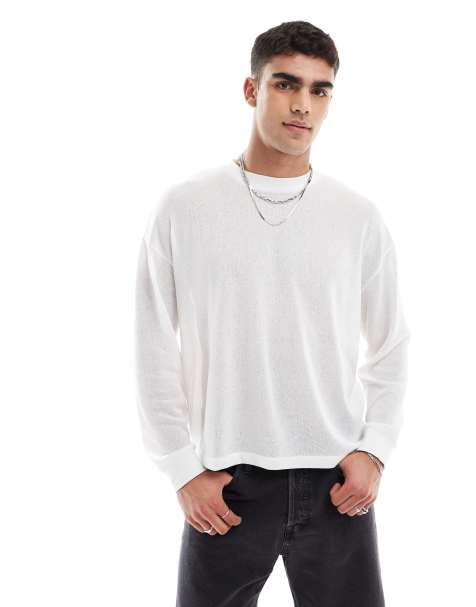 ASOS DESIGN - Maglietta a maniche lunghe squadrata oversize color panna - view 1