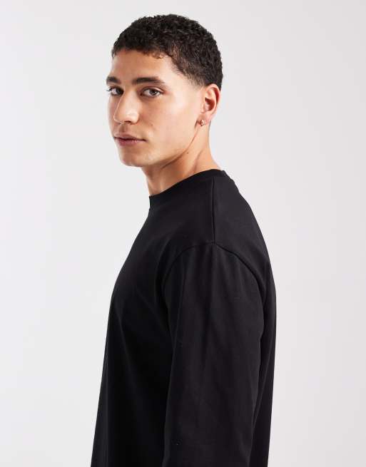 ASOS DESIGN - Maglietta a maniche lunghe vestibilità comoda in tessuto pesante nera , 4 di 5