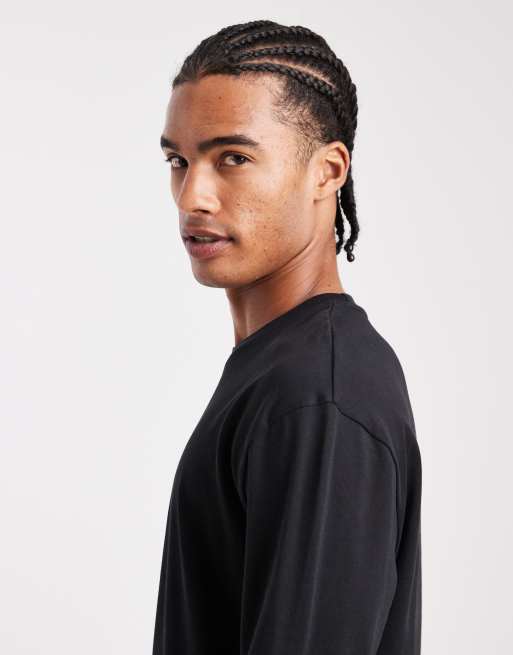 ASOS DESIGN - Maglietta a maniche lunghe vestibilità comoda pesante nera, 4 di 5