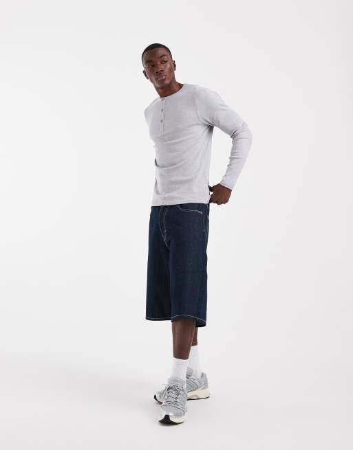 ASOS DESIGN - Maglietta attillata a coste grigio mélange a maniche lunghe con collo serafino, 3 di 5