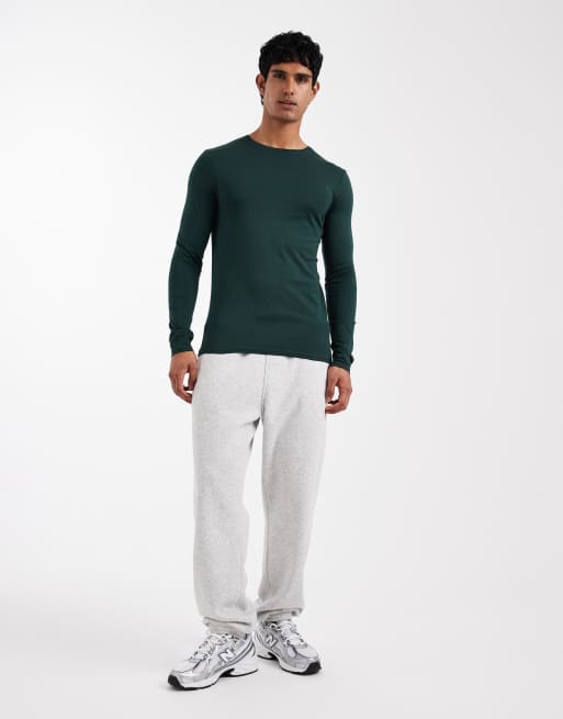 ASOS DESIGN - Maglietta attillata a maniche lunghe verde scuro premium in cotone SUPIMA®, 2 di 5