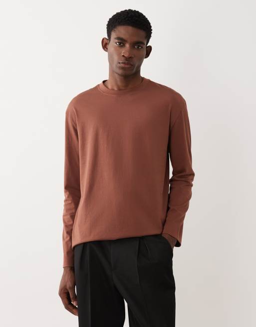 ASOS DESIGN - Maglietta basic a maniche lunghe taglio comodo marrone
