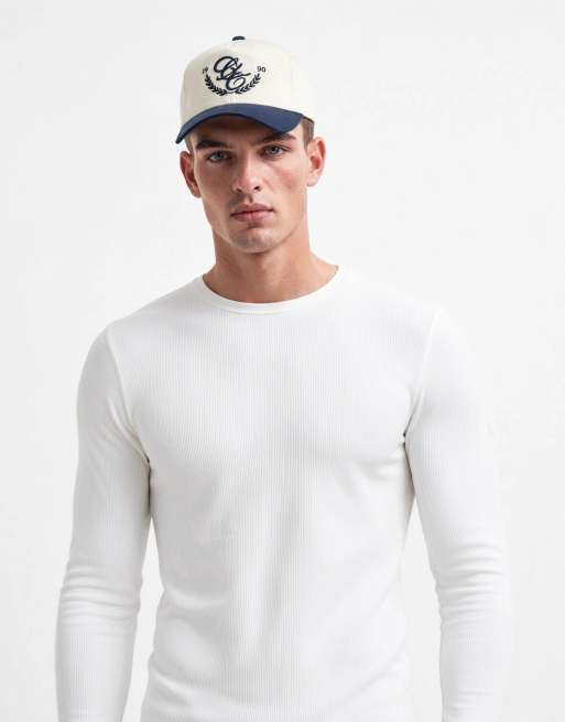 ASOS DESIGN - Maglietta basic attillata a maniche lunghe bianca a coste, 10 di 10