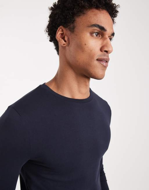 ASOS DESIGN - Maglietta basic attillata a maniche lunghe blu navy, 5 di 5