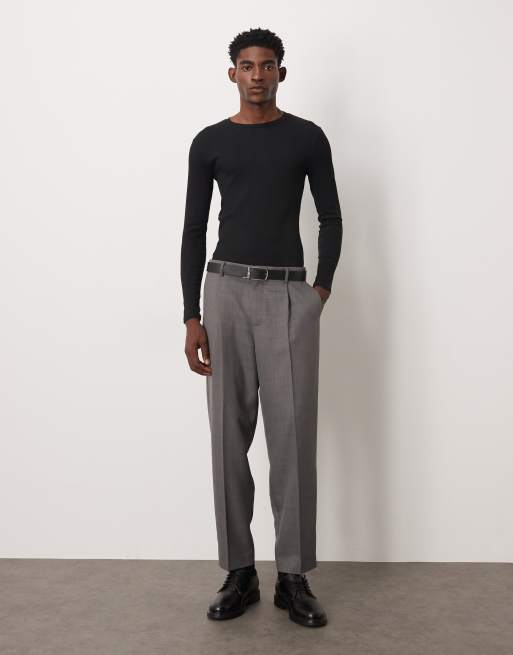 ASOS DESIGN - Maglietta basic attillata a maniche lunghe nera a coste