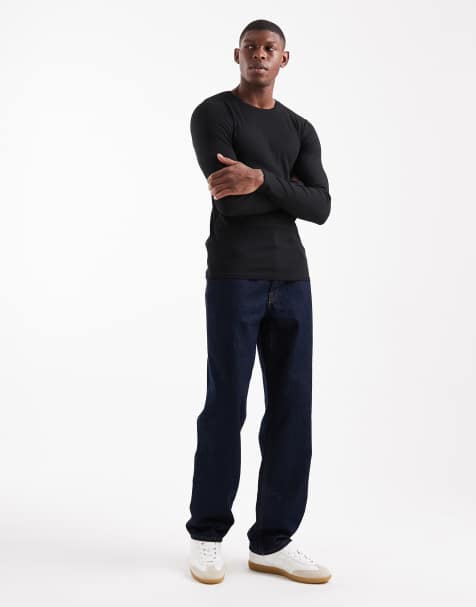 ASOS DESIGN - Maglietta basic attillata a maniche lunghe nera a coste - view 1