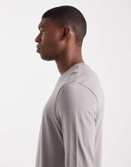 ASOS DESIGN - Maglietta basic regular fit a maniche lunghe color pietra, 4 di 5