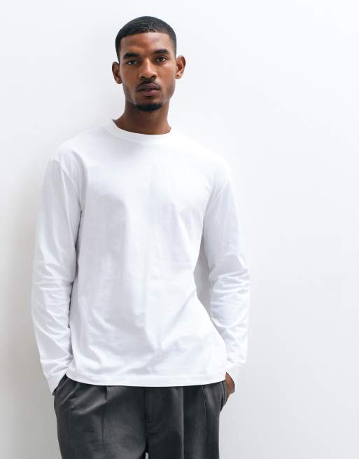 ASOS DESIGN - Maglietta basic vestibilità comoda a maniche lunghe bianca, 4 di 5