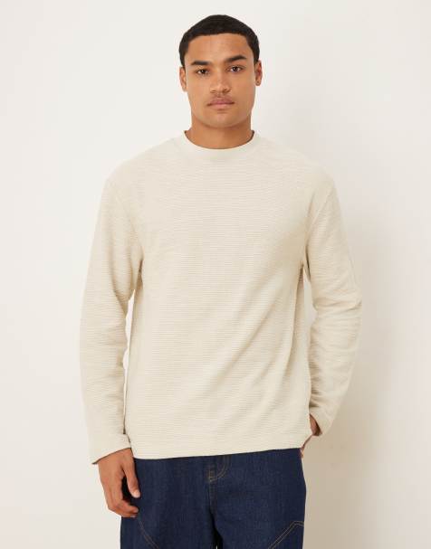 ASOS DESIGN - Maglietta comoda a maniche lunghe beige bouclé - view 1