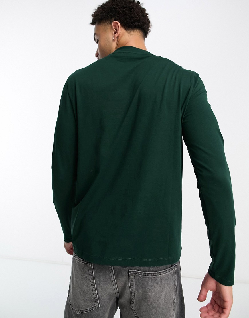 Maglietta girocollo a maniche lunghe verde scuro - ASOS DESIGN T-shirt donna  - immagine2