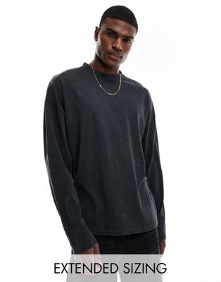 ASOS DESIGN oversized heavyweight long sleeve t-shirt in washed black - ASOS Price Checker