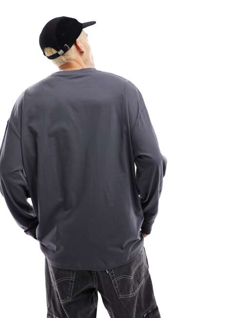 ASOS DESIGN - Maglietta oversize a maniche lunghe nera con stampa stile souvenir con tigre, 4 di 4