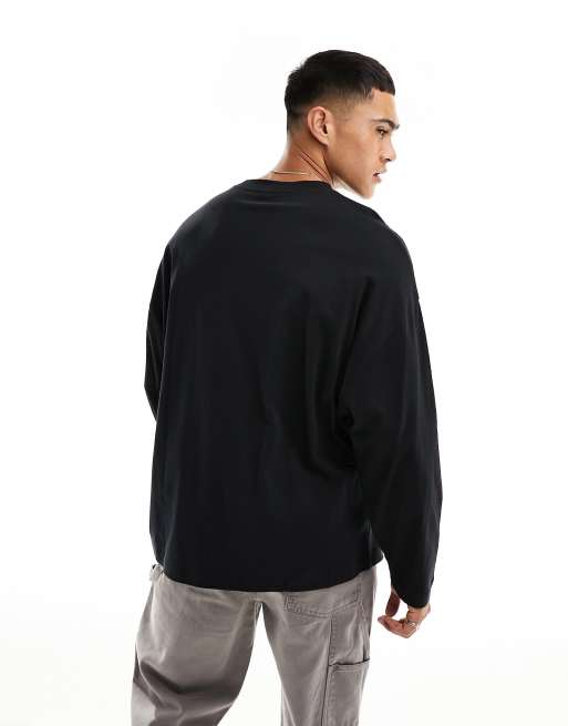 ASOS DESIGN - Maglietta oversize nera a maniche lunghe con stampa Chicago sul davanti, 4 di 4