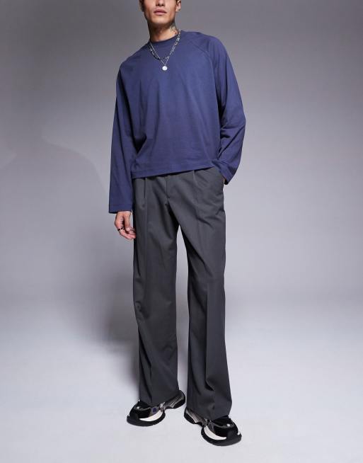 ASOS DESIGN - Maglietta oversize squadrata blu navy con maniche raglan lunghe, 2 di 4