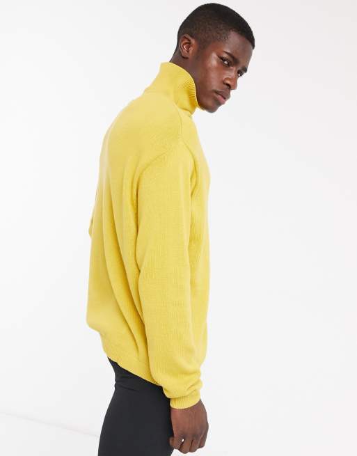 ASOS DESIGN - Maglione a collo alto, cotone media pesantezza, color senape, 2 di 4