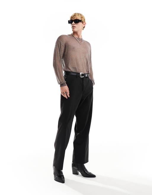 ASOS DESIGN - Maglione a maniche lunghe in rete in filato metallizzato multicolore