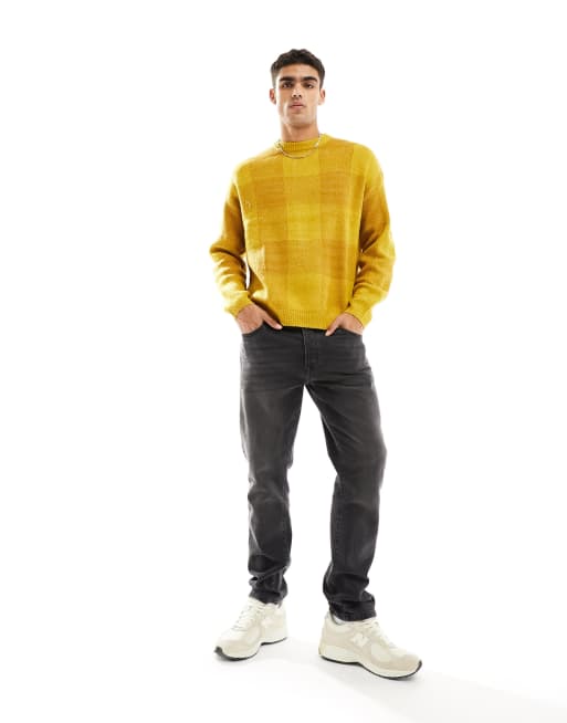 ASOS DESIGN - Maglione a quadri in maglia soffice color senape, 3 di 5