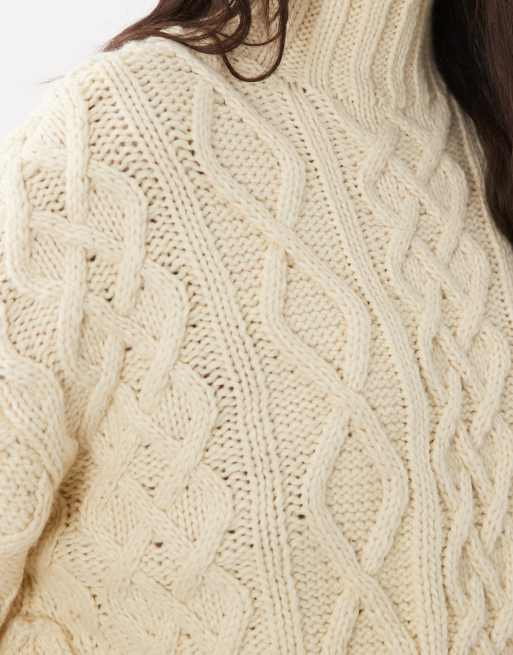ASOS DESIGN maglione a trecce spesso color crema, 3 di 4