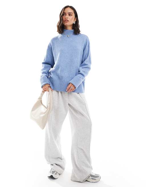 ASOS DESIGN - Maglione accollato blu con polsini risvoltati, 2 di 4