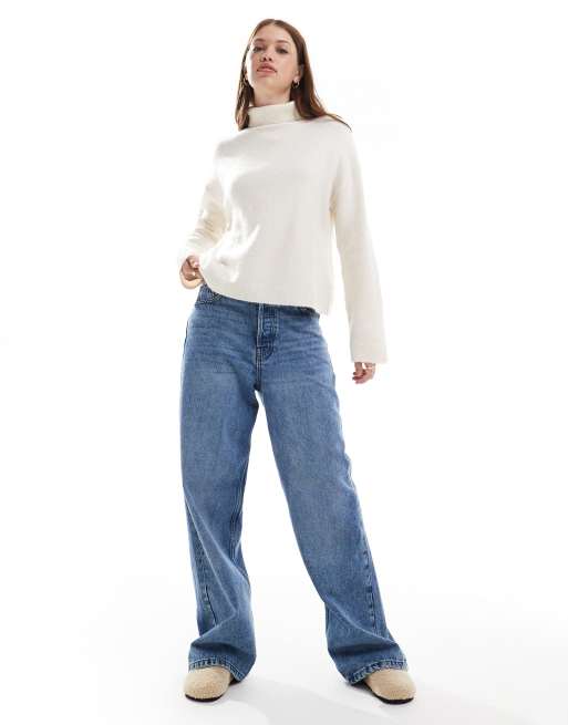 ASOS DESIGN - Maglione accollato lavorato color crema, 4 di 4