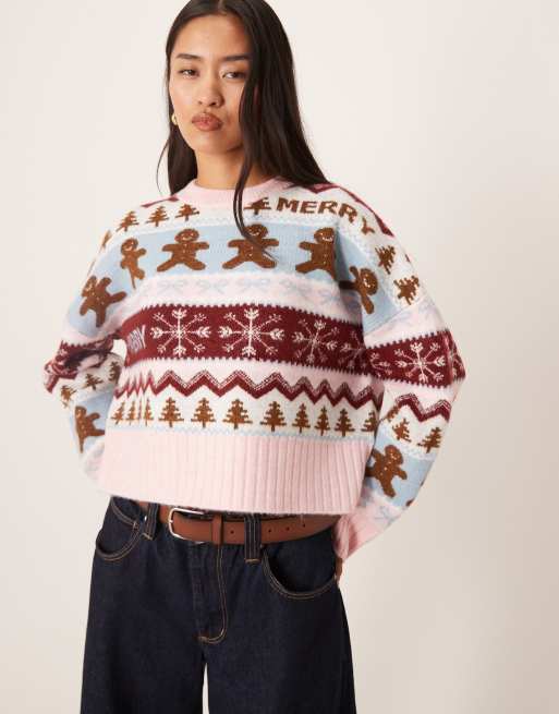 ASOS DESIGN - Maglione blu con stampa di pan di zenzero, 3 di 4