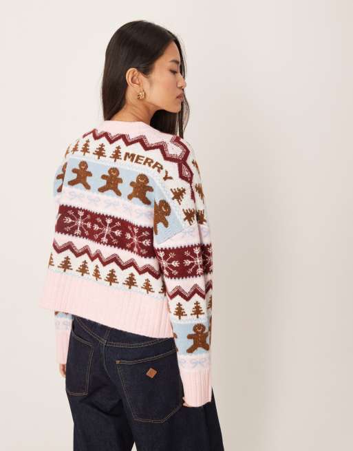 ASOS DESIGN - Maglione blu con stampa di pan di zenzero, 4 di 4