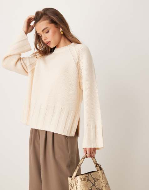 ASOS DESIGN - Maglione color crema squadrato a coste larghe - view 1