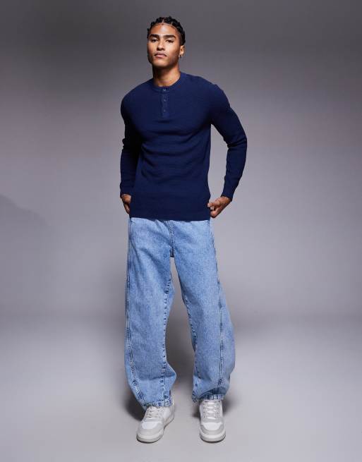 ASOS DESIGN - Maglione color navy attillato con collo serafino, 2 di 5