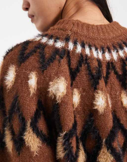 ASOS DESIGN - Maglione color toffee con carré sfrangiato, 4 di 4