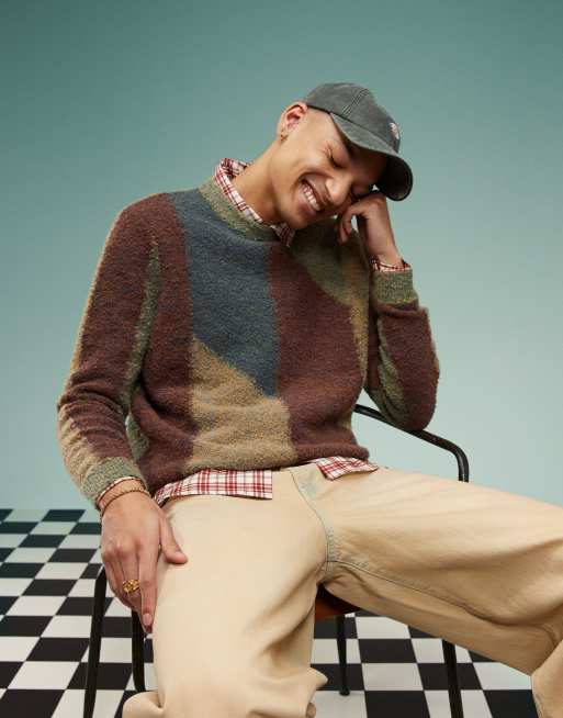 ASOS DESIGN - Maglione comodo girocollo testurizzato multicolore