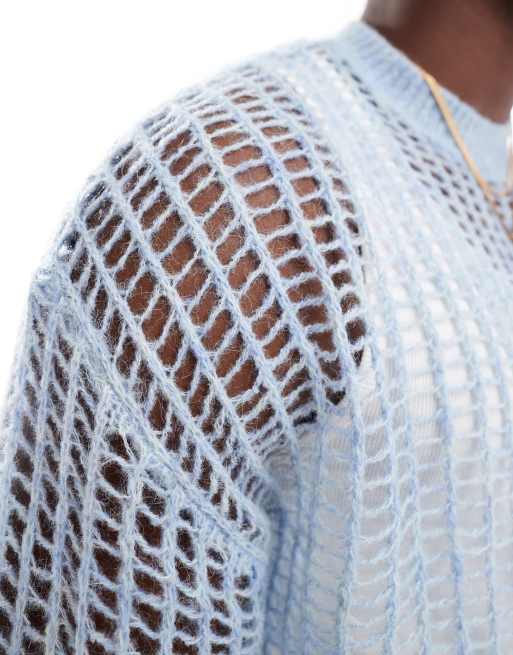 ASOS DESIGN - Maglione comodo intrecciato, colore blu, 3 di 4