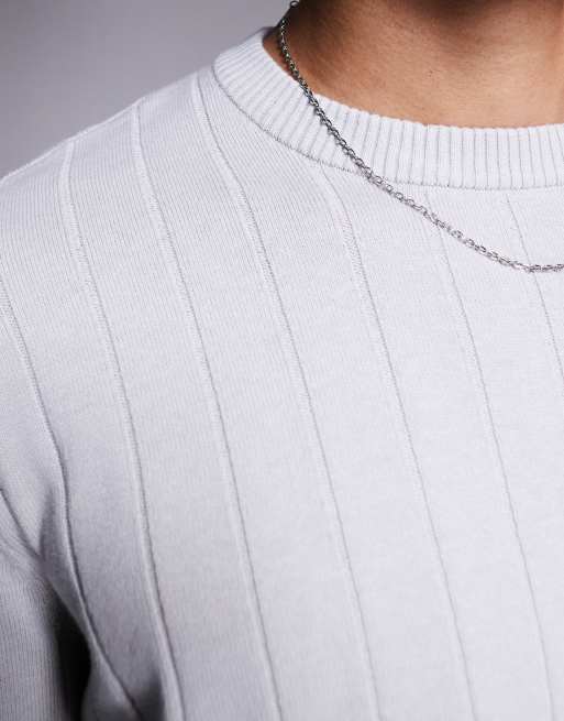 ASOS DESIGN - Maglione comodo lavorato a coste larghe grigio ghiaccio, 2 di 4