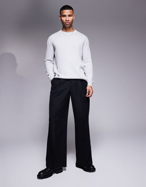 ASOS DESIGN - Maglione comodo lavorato a coste larghe grigio ghiaccio, 4 di 4