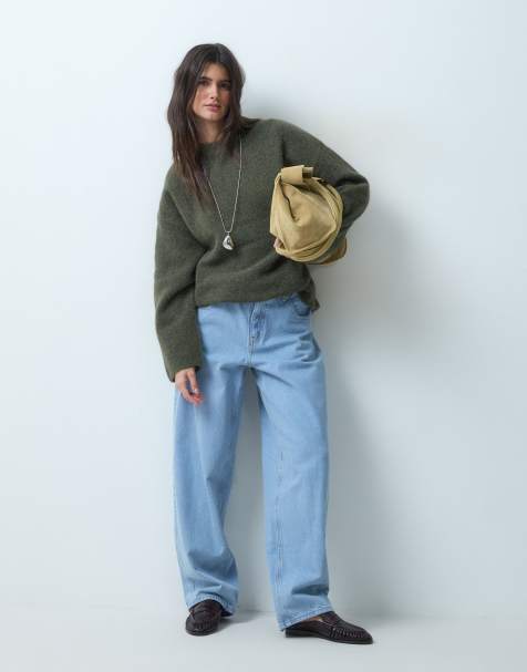 ASOS DESIGN - Maglione comodo soffice in misto lana kaki - view 1