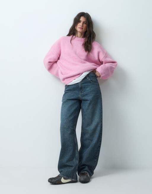 ASOS DESIGN - Maglione comodo soffice in misto lana rosa, 2 di 4