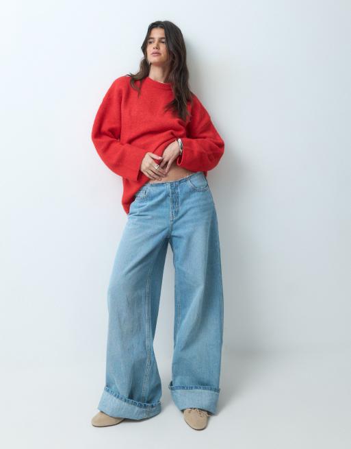 ASOS DESIGN - Maglione comodo soffice rosso in misto lana, 3 di 4