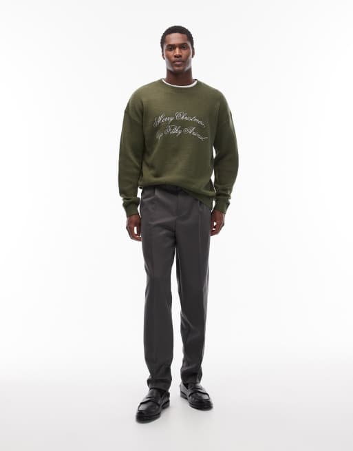 ASOS DESIGN - Maglione comodo verde con scritta Merry Christmas Ya Filthy Animal, 2 di 5