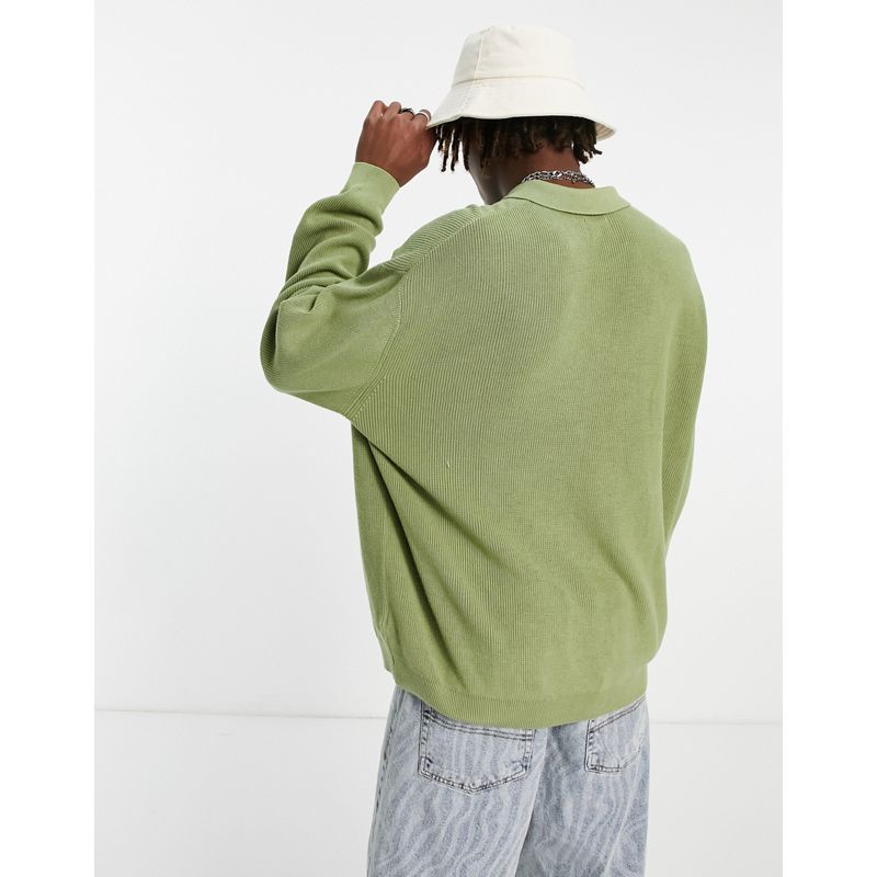 YoDOX Maglie e cardigan DESIGN - Maglione con collo a polo oversize leggero verde