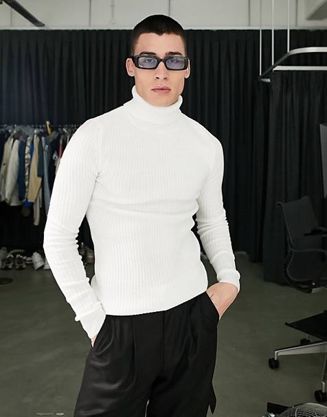 Maglione oversize con collo alto lavorato grigio con patchwork Asos Uomo Abbigliamento Maglioni e cardigan Maglioni Maglioni a collo alto 