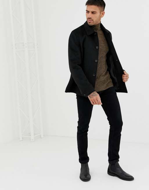 ASOS DESIGN - Maglione con collo alto attillato color cuoio mélange a coste, 4 di 4